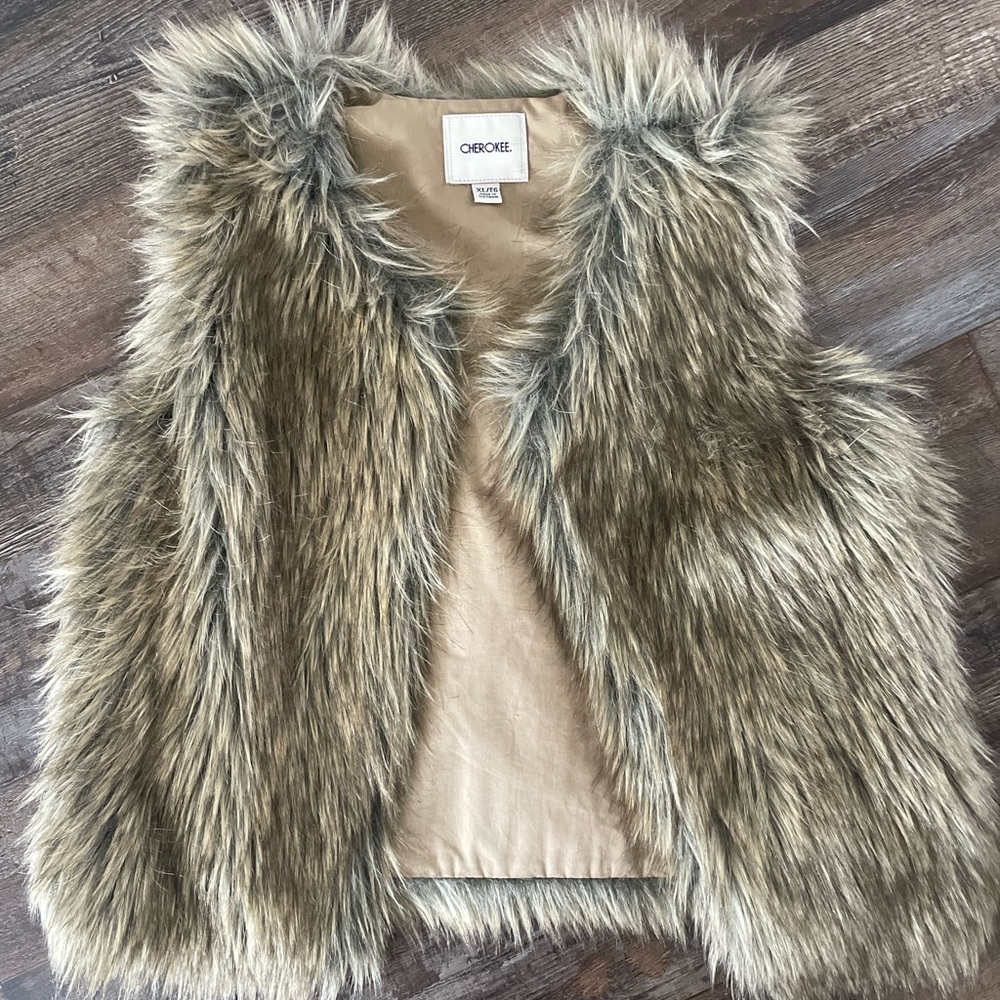 Kids’ Cherokee Faux Fur Brown Vest